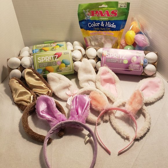 EASTER BUNDLE SET for KIDS - EGG DYE, PLASTIC EGGS, EASTER BUNNY EARS - Picture 2 of 8